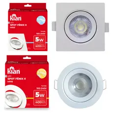 Kit 2, 4, 6, 8 Spot Led 5W Quadrado/Redondo Branco Frio 6500k/Branco Morno 3000k Bivolt Economico
