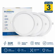 Painel Luminaria Plafon 24W Redondo de Embutir/Sobrepor Branco Frio 6500k Bivolt Economico