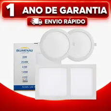 Kit 2 Plafon Led 24W Quadrado/Redondo Embutir/Sobrepor Branco Frio 6500k Bivolt Economico