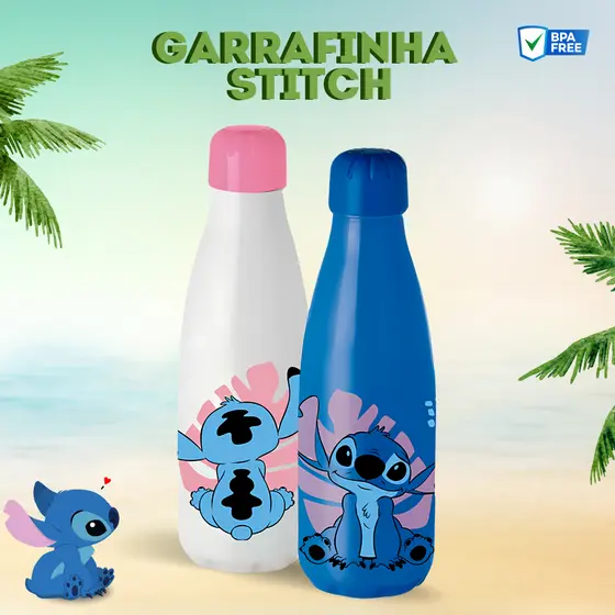 Squeeze Garrafinha De Água Tampa Personagem 600ML Stitch e Namorada Homem Aranha Angel Personagem