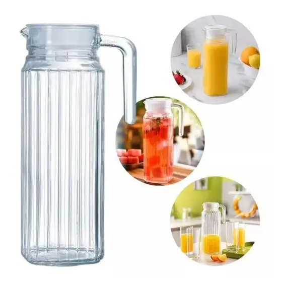 Jarro de Vidro Jarra para Suco água 1L ou 500ml Casa Jarra para Cozinha Vidro Com Tampa