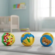 Torre KIT 3 Chocalho Com Bolinha Colorida Bebe Criança Infantil Educativa Pedagógica