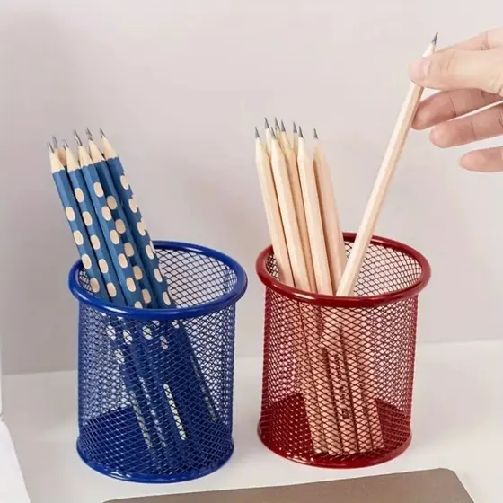 Organizador Porta Caneta Metal Lápis Mesa De Escritório Porta Treco Decoração Papelaria Mesa
