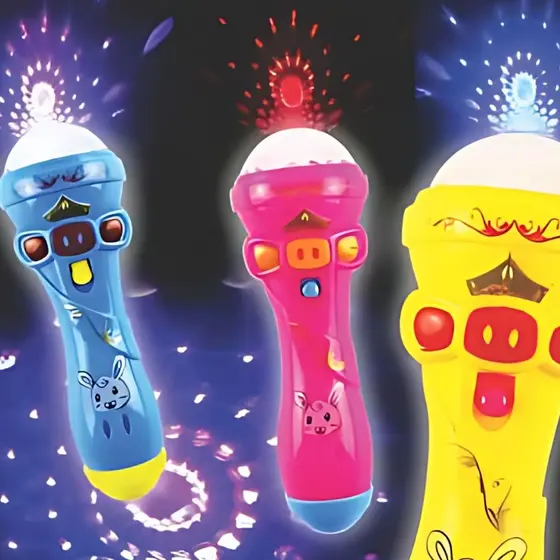Lanterna Projetora Microfone Criança Com Iluminação Infantil Cantar Crianças Musical flash
