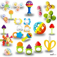  Chocalhos Sensoriais Silicone 7pcs Bebê Desenvolvimento Macio Divertido Sons Bolinha Dutoys