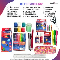 Kit Escolar Completo Menina e Menino 58pcs Papelaria Escolar Estojo Lápis de Cor Caneta Marca Texto