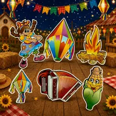 Decoração Banner Painel para Festa Junina  Caipira Fogueira Junina Balão Espantalho Mural Arraia