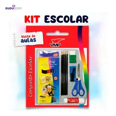  Escolar Completo Com Borracha Lapis Apontador Tesoura Cola A Pronta Entrega VMP