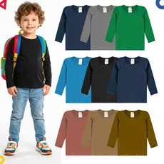 Kit 4 Blusas Térmicas Infantil Masculina Manga Longa Segunda Pele Forrada para Inverno