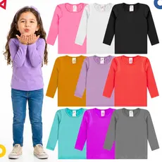 Kit 3 Blusas Infantil Feminina Térmica Segunda Pele Manga Longa Forrada Inverno