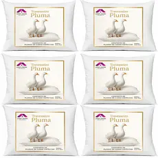 Kit 6 Travesseiro Pluma de Ganso Descanso Antiacaro 70x50cm Sintético