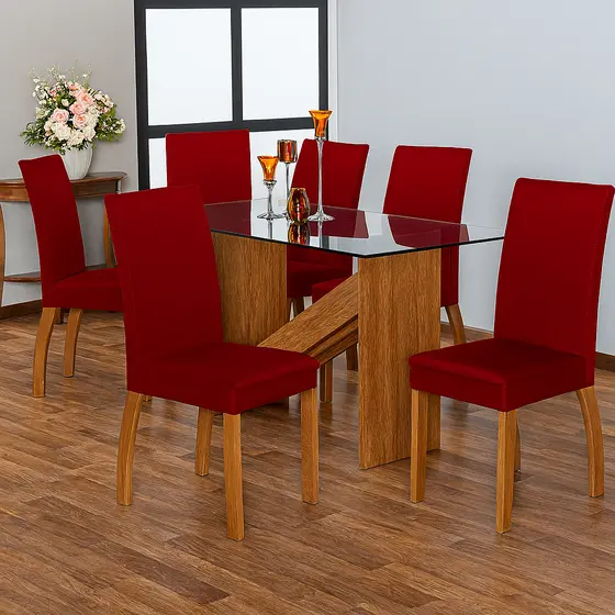 Kit 6 Capas de Cadeira Conforto Luxo Sala/Jantar Menor Preço