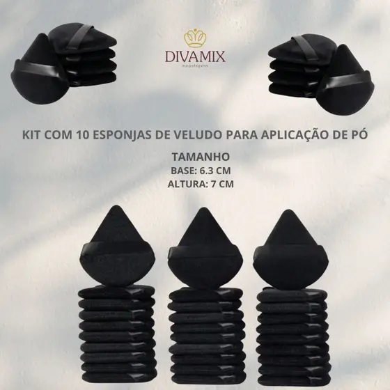 Kit com 10 Esponjas de Maquiagem Veludo Puff em formato de Triângulo – Toque Suave e Perfeito