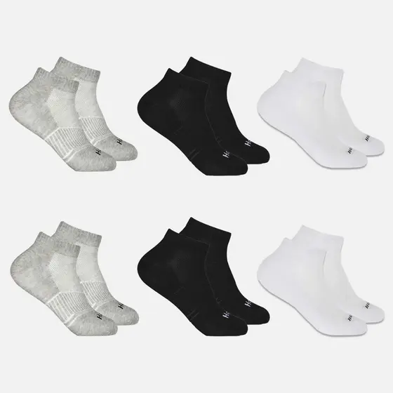 Kit 6 Pares Meias Cano Curto de Algodão Elastano Calcanhar Verdadeiro Confortáveis Hoahi