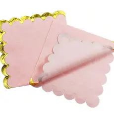 20 peças guardanapos quadrados descartáveis, rosa claro ou ros esxuro decorados com bordas douradas, guardanapos papel