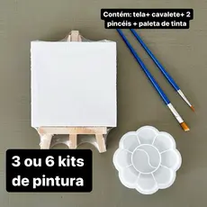 3/6/ 8 /10 Kits de Pintura Com Tela Fina, Cavalete,Pincéis e Paleta de Tinta. Conjunto para Pintura