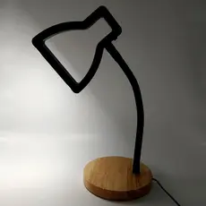 Luminária Led Decorativa Haste Flexível Base Em Madeira - FWB