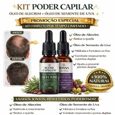 Kit Capilar Alecrim + Semente de Uva Crescimento Força Hidratação Profunda Auxilio Crescimento