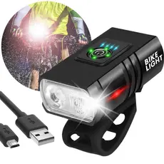 Lanterna Farol Bike 2 Led Cree T6 800 lumens Recarregável Usb Com Medidor