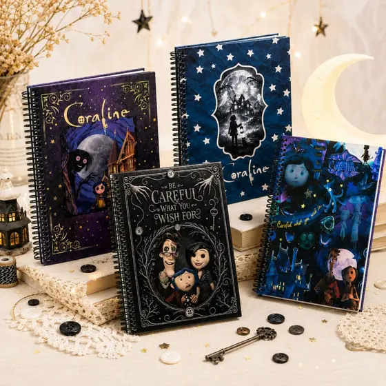 Caderno Diário Coraline Luxo A5 Pequeno Decorado 7 Opções de Capa