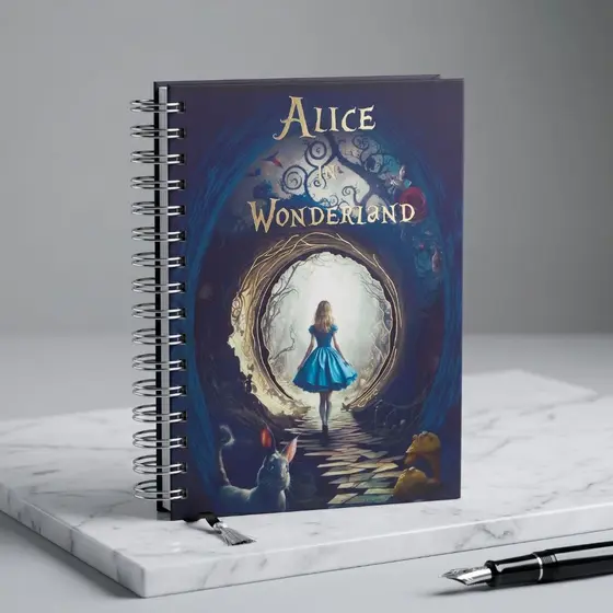 Caderno Alice no País das Maravilhas Capa Dura | Pequeno A5 | Wire-o, Espiral PVC ou Metálico