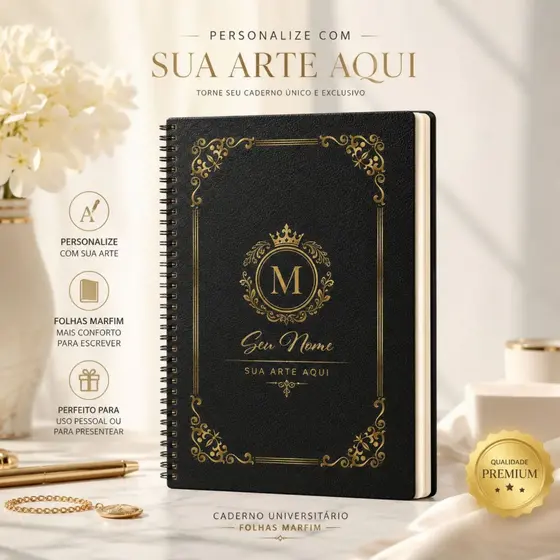 Caderno Personalizado A5 com Folhas Marfim | Do seu jeito, único como você