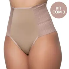 Kit C/3 Calcinhas Cinta Modeladora Compressão Cós Alto Redutora de Medidas