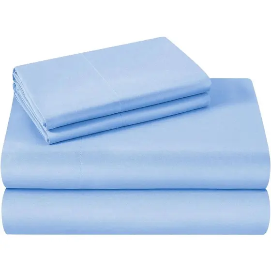 Lençol Sem Elástico Cama Solteiro Superior Avulso com Bainha 100% Algodão Azul Liso Toque Macio