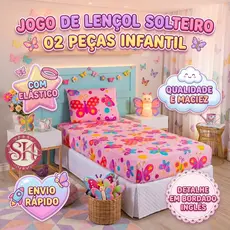 Jogo de Lençol Infantil 2 Peças Solteiro Estampado Menino Menina Crianças