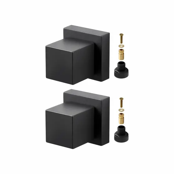 Kit 2 Acabamentos Registro Quadrado Preto Fosco Padrão Docol