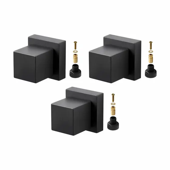 Kit 3 Acabamentos Para Registro Docol Quadrado Preto  Fosco Luxo
