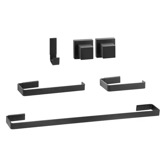 Kit De Acessórios Banheiro Quadrado Preto + 02 Acabamentos Registro Deca Preto