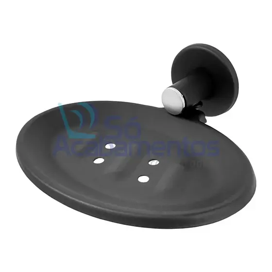 Saboneteira Parede  Porta Sabonete Inox Preto Fosco Black Com Fixação Dupla