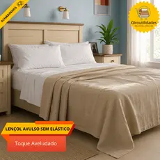 Lençol Avulso Sem Elástico 400 Fios Para Cama de Solteiro Casal ou Queen Percal Aveludado Liso 11 Cores Lindas