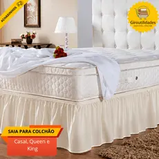 Saia Para Colchão Elegante Box Queen, Casal Padrão e King Reforçada 2 Elásticos Poliéster Varias Cores