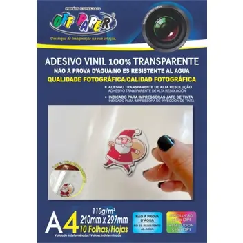 Adesivo Vinil A4 100% Transparente Impressora Jato De Tinta