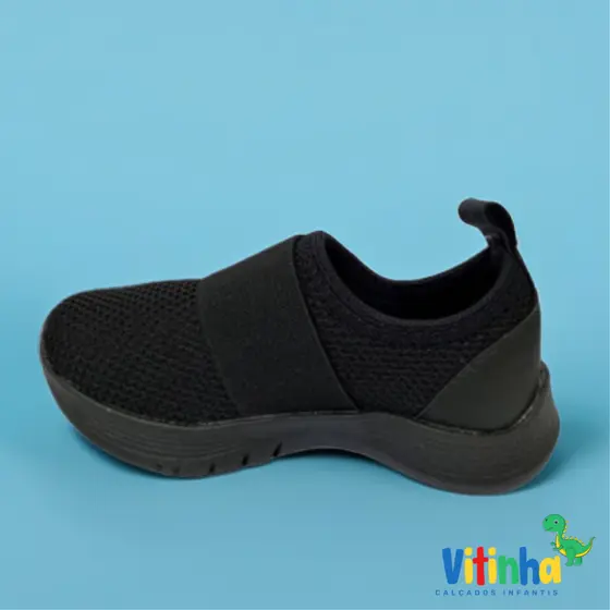 Tenis Infantil Todo Preto Unisex, Menino criança Juvenil Barato Escolar Leve - Modelo 700