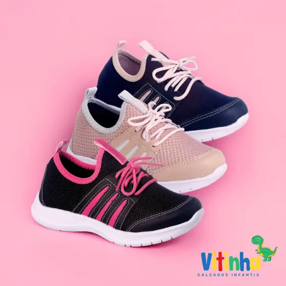 Tenis Infantil Menina Calce Fácil Volta as Aulas Varias Cores-CF4000