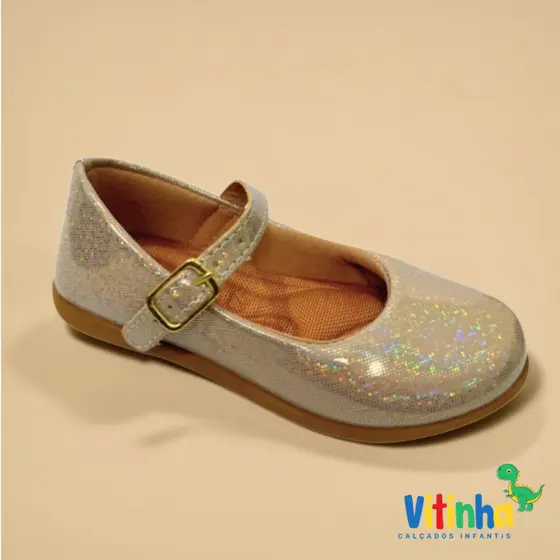 Sapatilha Infantil Feminina Menina Moda Barato Nude de Brilho