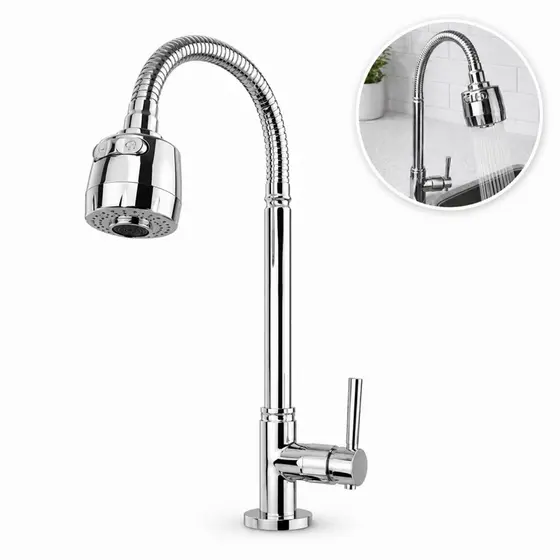 Torneira Gourmet Cozinha Bancada Mesa Pia Cano Inox Flexível Jato dagua