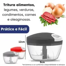 Processador Manual 170ml 3 Lâminas 12X9X12CM Alimentos Alho Frutas Cogumelos Multiuso Multicolorido