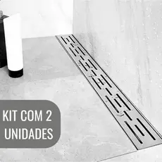 Kit com 2 Ralos linear 6x50cm Banheiro Lavabo Área Gourmet Lavanderia