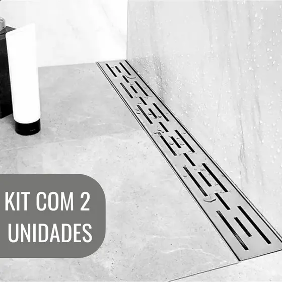 Kit com 2 Ralos Inoxidável linear 6x50cm Banheiro Lavabo Área Gourmet Lavanderia