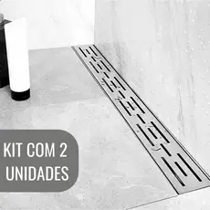 Kit com 2 Ralos Inoxidável linear 6x50cm Banheiro Lavabo Área Gourmet Lavanderia