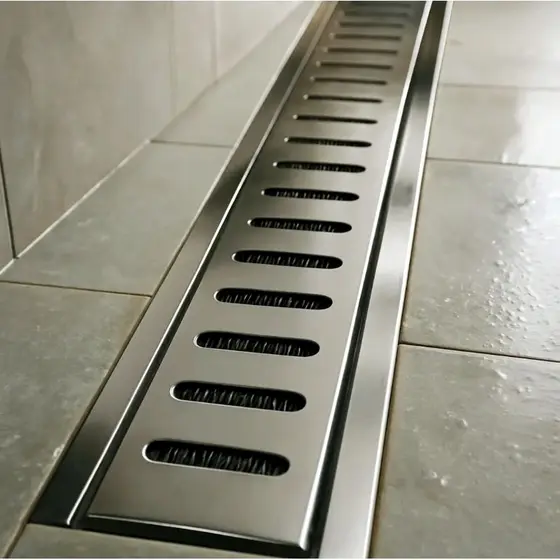 Ralo Linear Inox 10x50 com Suporte e Tela Anti Insetos para Quintal e Área Gourmet