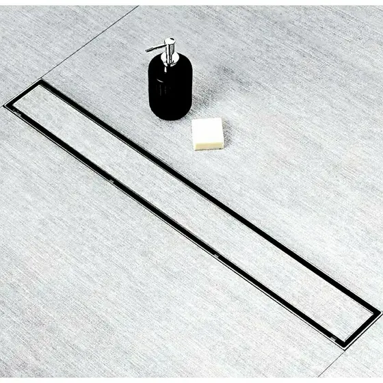 Ralo Linear Oculto 6x50cm Invisível Cola Piso Inox p/ Banheiro, Lavabo e Porcelanato
