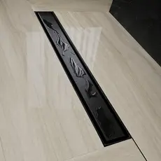 Ralo Linear Sifonado Invisível Aço Inox Preto 6x50cm Banheiro Lavabo Área Gourmet Lavanderia