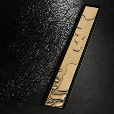 Ralo Linear de Aço Inoxidável 6X50CM Dourado Acetinado Liso Banheiro Lavabo Área Gourmet Lavanderia