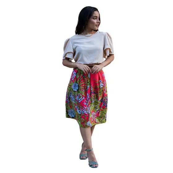 Saia Estilosa Feminina Moda Verão em Viscose com Bolso Moda Evangélica