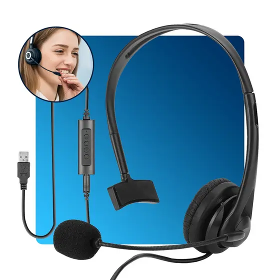 fone de ouvido headset com microfone flexível callcenter telemarketing microfone 360°ambos os lados